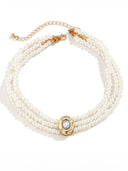 Collana corta con perle finte e perline turchesi
