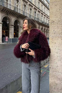 Jacke mit Revers und Pelz