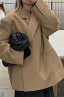 Blazer Oversize con Spacco Laterale Blu Acciaio