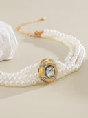 Collana corta con perle finte e perline turchesi