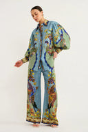 Set pantaloni cu imprimeu floral și mâneci bufante Félice