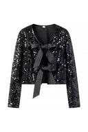 Giacca con paillettes e nodo frontale