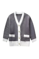 Finstrikket Cardigan med Kontrastkant