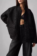 Jacke mit kleinen Pailletten und Stehkragen