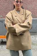 Blazer Oversize con Spacco Laterale Blu Acciaio