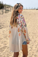 Oversized beige skjorte med knapper