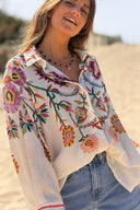 Oversized beige skjorte med knapper
