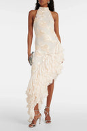 Robe longue à appliqué floral