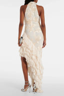 Robe longue à appliqué floral
