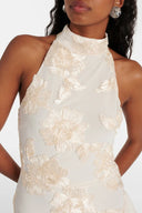 Robe longue à appliqué floral