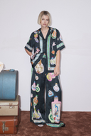 Conjunto de pantalones y blusa con estampado de jarrón Philomène de cuello en V
