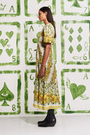 Rosalinde Rund Hals Blomstret Maxi Kjole I Gul