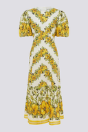 Rosalinde Rund Hals Blomstret Maxi Kjole I Gul