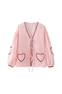 Blusa a maniche lunghe con cuori