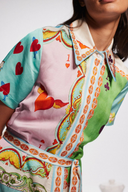 Vivienne kortærmet pokerprint maxi-kjole