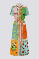 Vivienne kortærmet pokerprint maxi-kjole