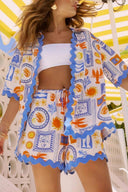 Conjunto de pantalones cortos estampados Resort Ocean Fun