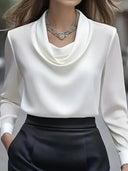 Elegantes einfarbiges Satin-Hemd mit Kragen