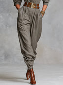 Langärmeliger Jumpsuit aus Baumwoll-Leinen-Mischung