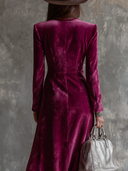 Robe longue maxi en velours violet avec blazer boutonné