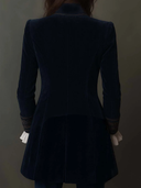 Veste longue vintage en velours polyester marine brodée