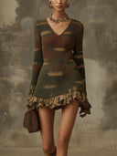 Robe mini en maille camouflage tons verts
