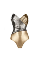 Cutout Guld Patchwork Énstyks Kjolesæt