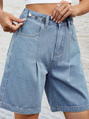 Justerbar Talje Denim Bermuda Shorts