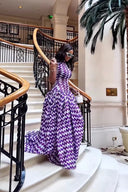 Robe longue à imprimé zigzag violet