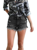 Ripped Fringe Stretch Shorts