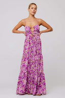 Beverly Printet Cut-out Maxi Slip Kjole