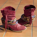 Stivali Vintage Western con Nappe Tribali e Caviglia