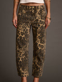Retro Western Leoparden Barrel Jeans
