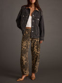 Retro Western Leoparden Barrel Jeans