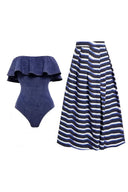 Denim Bandeau Énstyks Badedragt-sæt