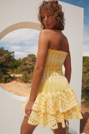 Μίνι Φόρεμα Bodycon Dolly με Κεντημένη Δαντέλα και Χωρίς Τιράντες