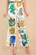 Ensemble chemise et pantalon imprimé ivoire surdimensionné