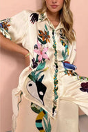 Ensemble chemise et pantalon en satin imprimé Boho Natureza