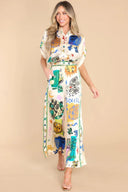 Ensemble chemise et pantalon imprimé ivoire surdimensionné