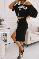 Ensemble jupe à col oblique et chemisier Champagne Wrap