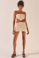 Edna Trägerloses Cut-out Häkel Mini-Kleid