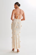 Edwina V-hals strikket blomster maxi-kjole