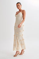 Edwina V-hals strikket blomster maxi-kjole