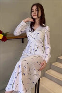 Eileen Blumen Wickel-Spitzenbluse & Maxirock Set