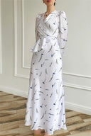Eileen Blumen Wickel-Spitzenbluse & Maxirock Set
