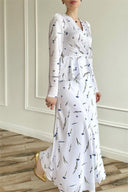 Eileen Blumen Wickel-Spitzenbluse & Maxirock Set