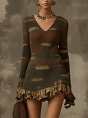 Robe mini en maille camouflage tons verts