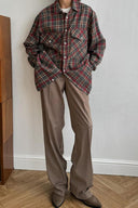 Camicia Vintage Sciolta a Quadri Casual