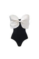 Black and White Bow One Piece Swimsuit Set