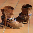 Stivali Vintage Western con Nappe Tribali e Caviglia